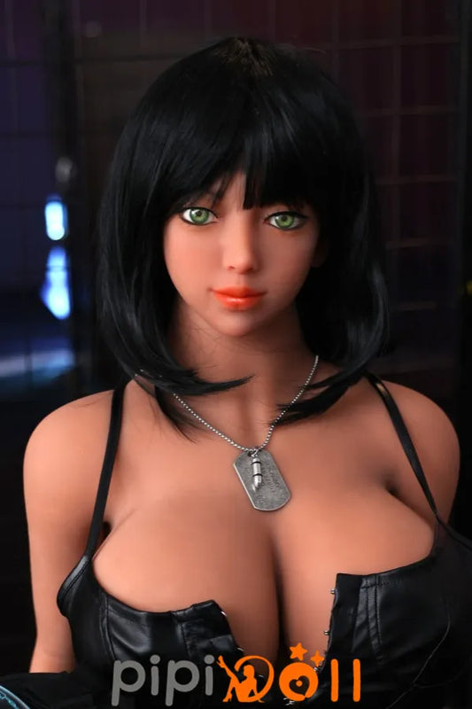 Sofie [Sofort lieferbar] Nr.157 Kopf schwarze Haare grüne Augen 32kg (100% Nagelneu) Große Brüste DL Doll