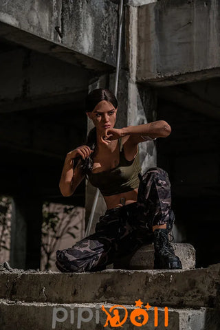 Lenia Sinnlicher Gang Vollbusige Nr.GE55 Kopf dunkle Weizenhaut Silikon Sexpuppe C-Cup Zelex Doll