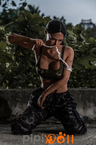 Lenia Sinnlicher Gang Vollbusige Nr.GE55 Kopf dunkle Weizenhaut Silikon Sexpuppe C-Cup Zelex Doll